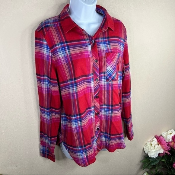 S Orvis Red & Blue Plaid Flannel Button Down Long Sleeve Shirt Small Top 4 6 - Picture 3 of 10
